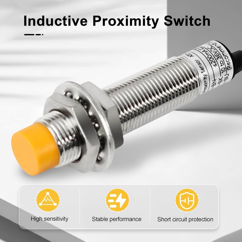 A-TO 2Pcs M12 Proximity Switch NPN NO Inductive Proximity Sensor Approach Sensor,lj12a3-4-z/bx,for 3D Printer Probe Bed Leveling,Replace Small Switches and Limit Switches - Image 2